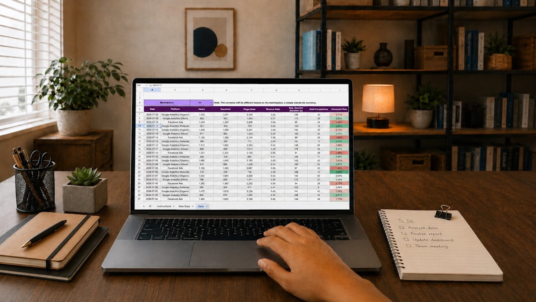 Small business owner reviewing revenue goals on a laptop spreadsheet